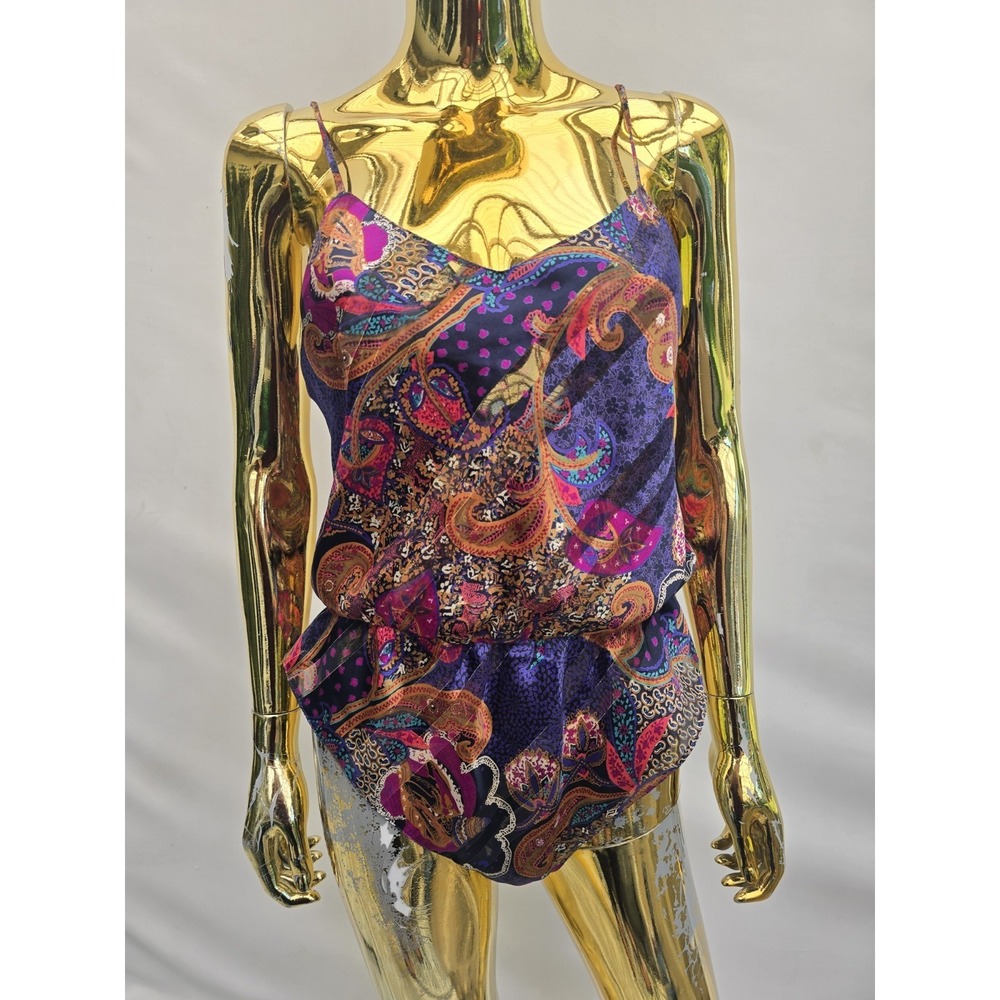 VTG 80s Floral Semi Sheer Sexy Bodysuit Teddy Lingerie Lucie Ann Small Vintage